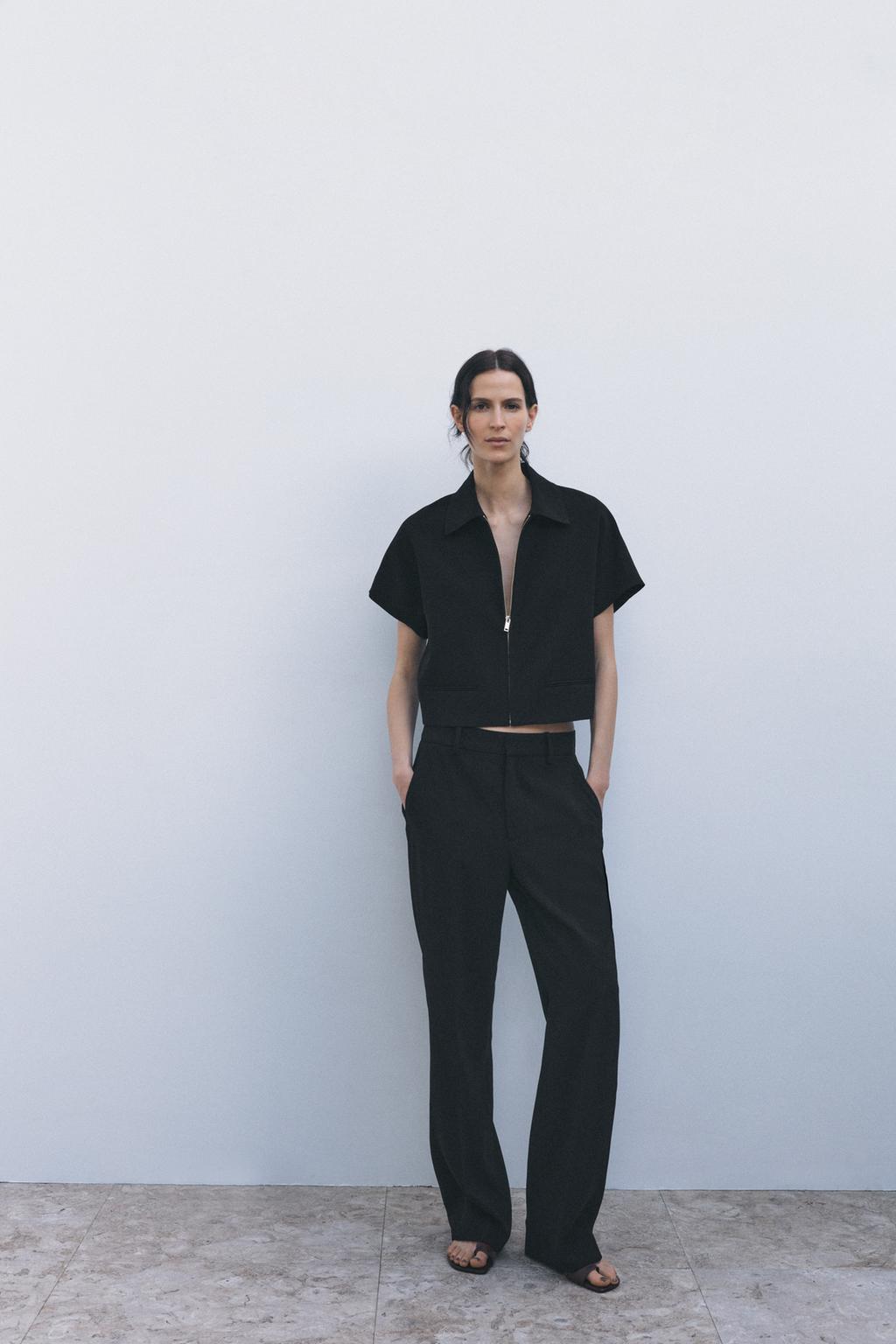 

Брюки прямого кроя ZARA, черный