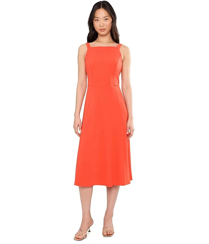 Платье A-line квадратный вырез Scuba Crepe Calvin Klein, Light Natural Patent