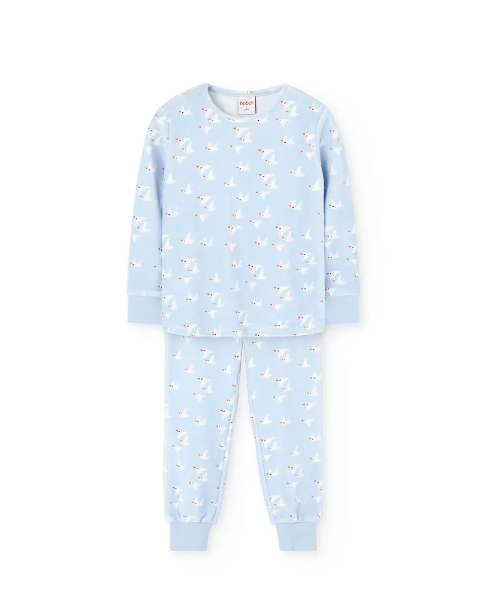 

Детская пижама из бархата с узором Boboli, светло-голубой