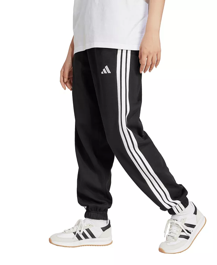 

Женские свободные флисовые брюки Essentials с тремя полосками adidas, черный