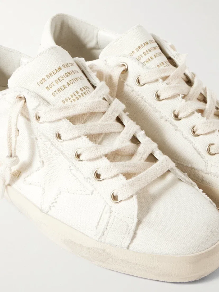 Супер-Стар поношенные кеды из канваса GOLDEN GOOSE, бежевый — фото 4