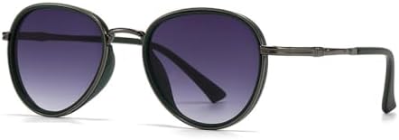 

Ретро металлические мужские солнцезащитные очки с градиентным переходом для женщин, защита от УФ-излучения UV400, модные панк-солнцезащитные очки MTZJH, Gun Green Grey