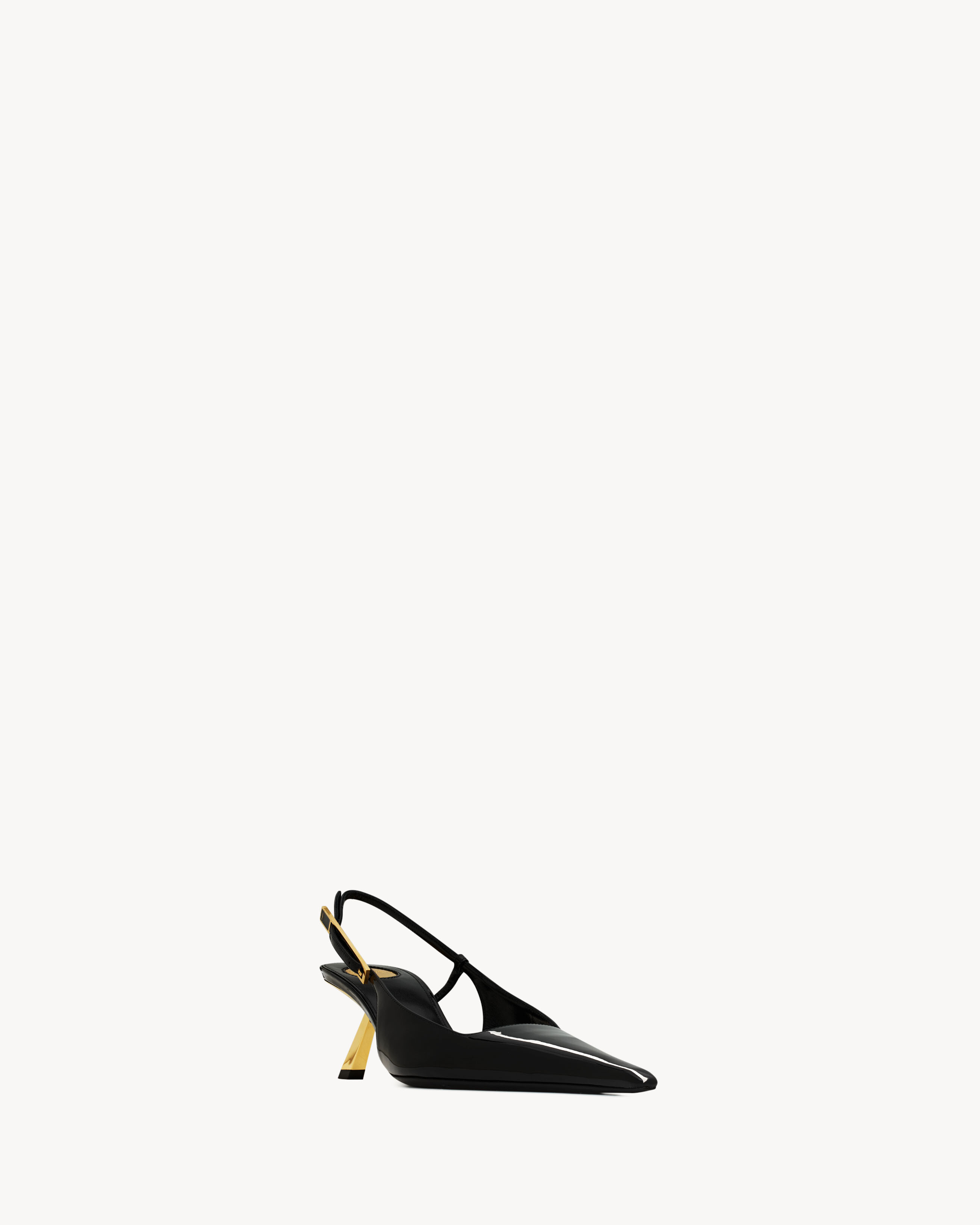 Туфли-лодочки LEE с ремешком на пятке из лакированной кожи Saint Laurent, черный — фото 3