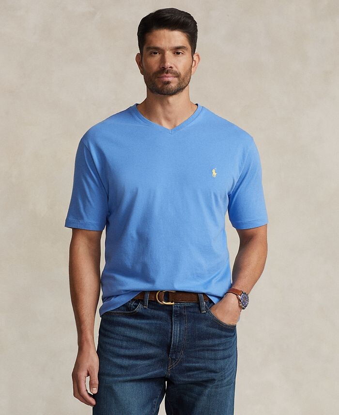 

Мужской большой & Футболка из джерси с V-образным вырезом Polo Ralph Lauren, синий
