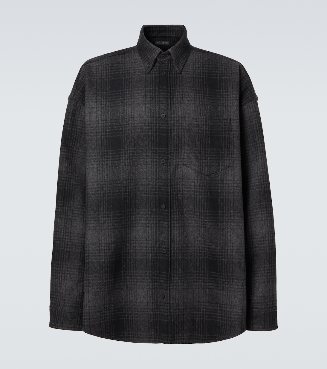 

Проверенная фланелевая рубашка из смесовой шерсти Balenciaga, Grey/Black