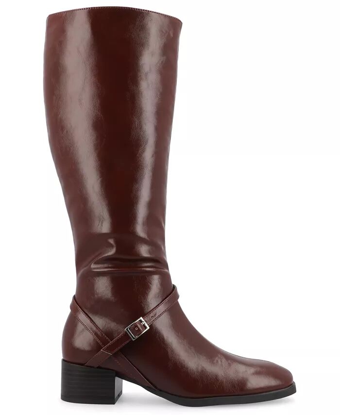Женские сапоги для верховой езды Rhianah Wide Width Wide Calf Heel с высоким коленом Journee Collection, коричневый — фото 2