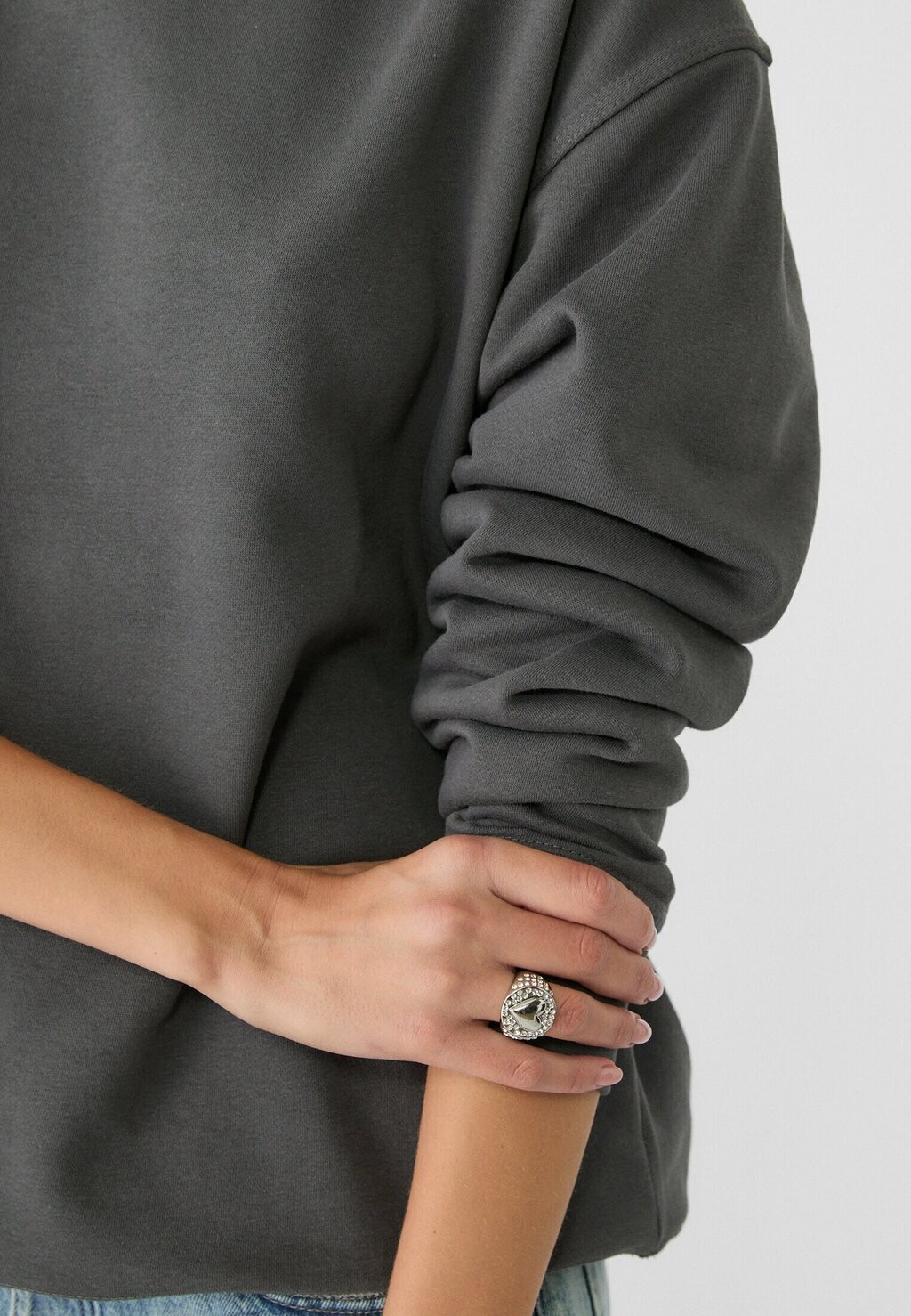 

Толстовка ROUND NECK Stradivarius, серый