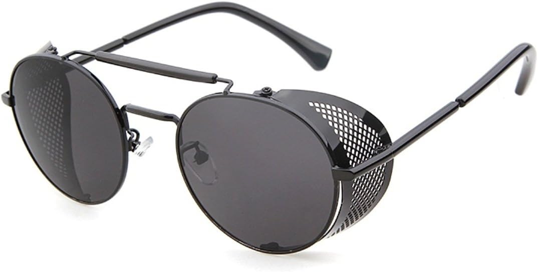 

Солнцезащитные очки STY056 с металлической оправой, сетчатыми боковыми щитками и круглыми линзами, диаметр 52 мм, цвет C1 (черный + серый), размер Medium flowertree, C1-black+grey