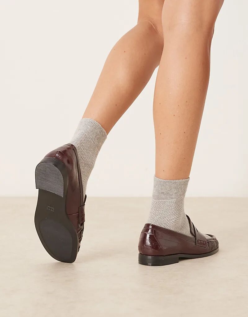 Лоферы ASOS DESIGN Minnie с рюшами в бордовом цвете — фото 4