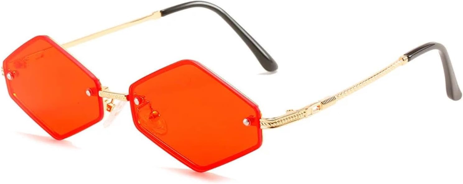 

Винтажные солнцезащитные очки в маленькой оправе Polygon для женщин и мужчин, модные металлические очки для летних путешествий, солнцезащитные очки UV400 TKKTLLT, Gold Red