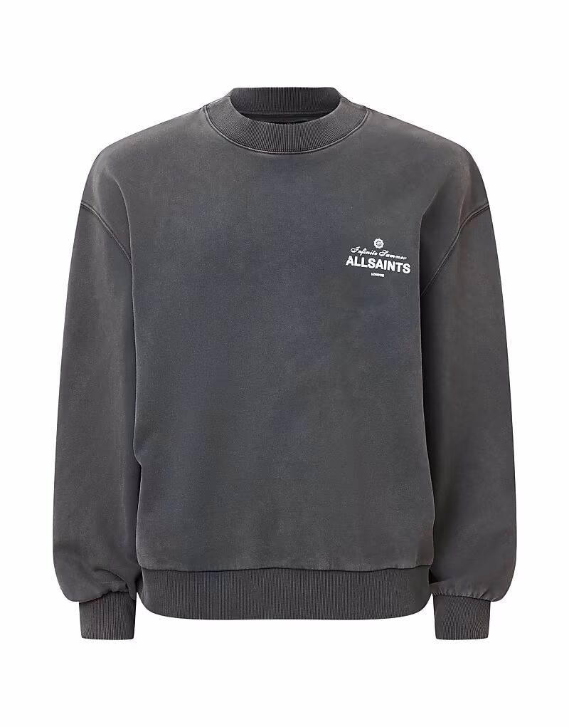 

Толстовка Allsaints soleil черного цвета с эффектом потертости