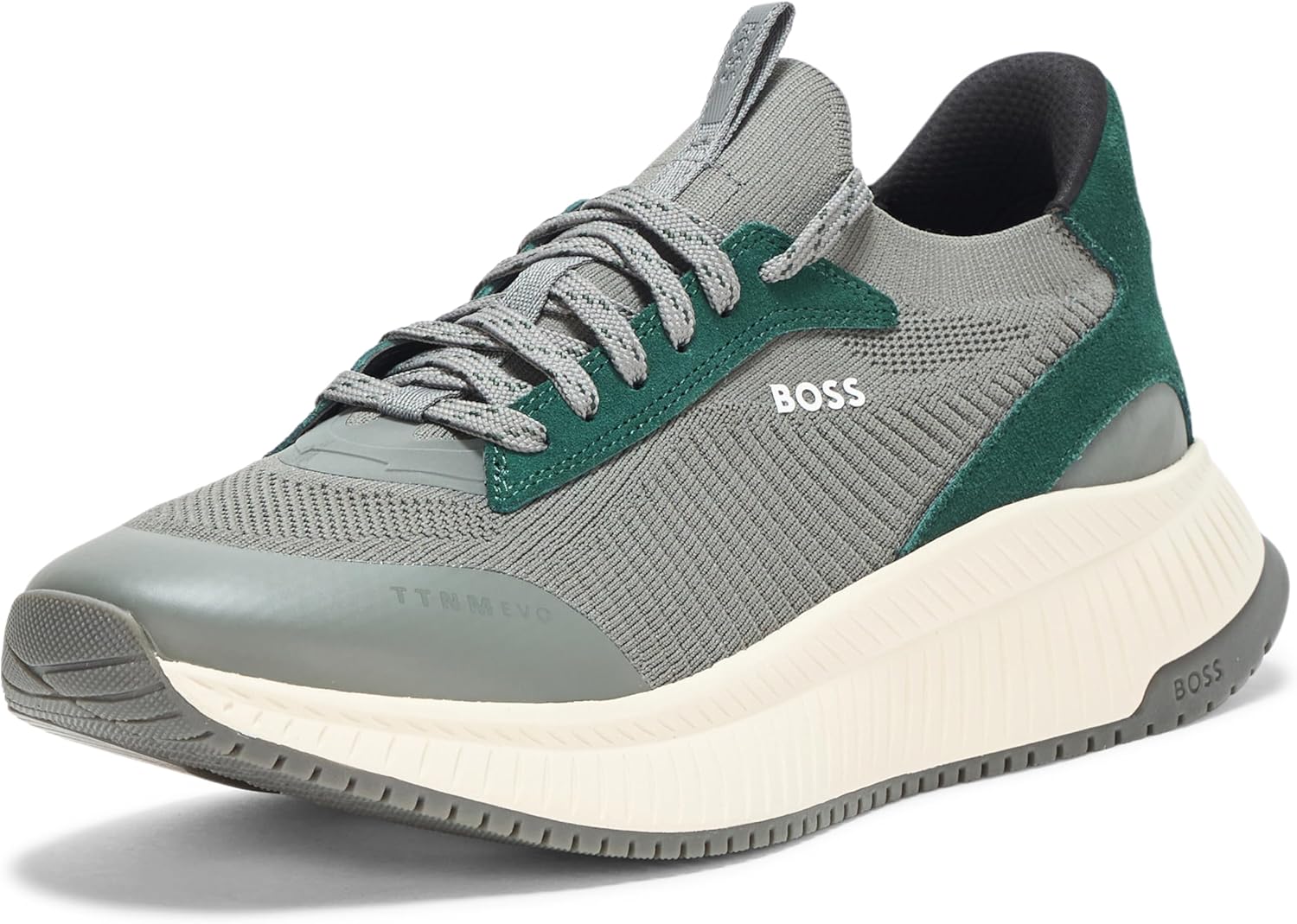 

BOSS мужские современные кроссовки для бега с вязаной структурой, Charcoal/Emerald