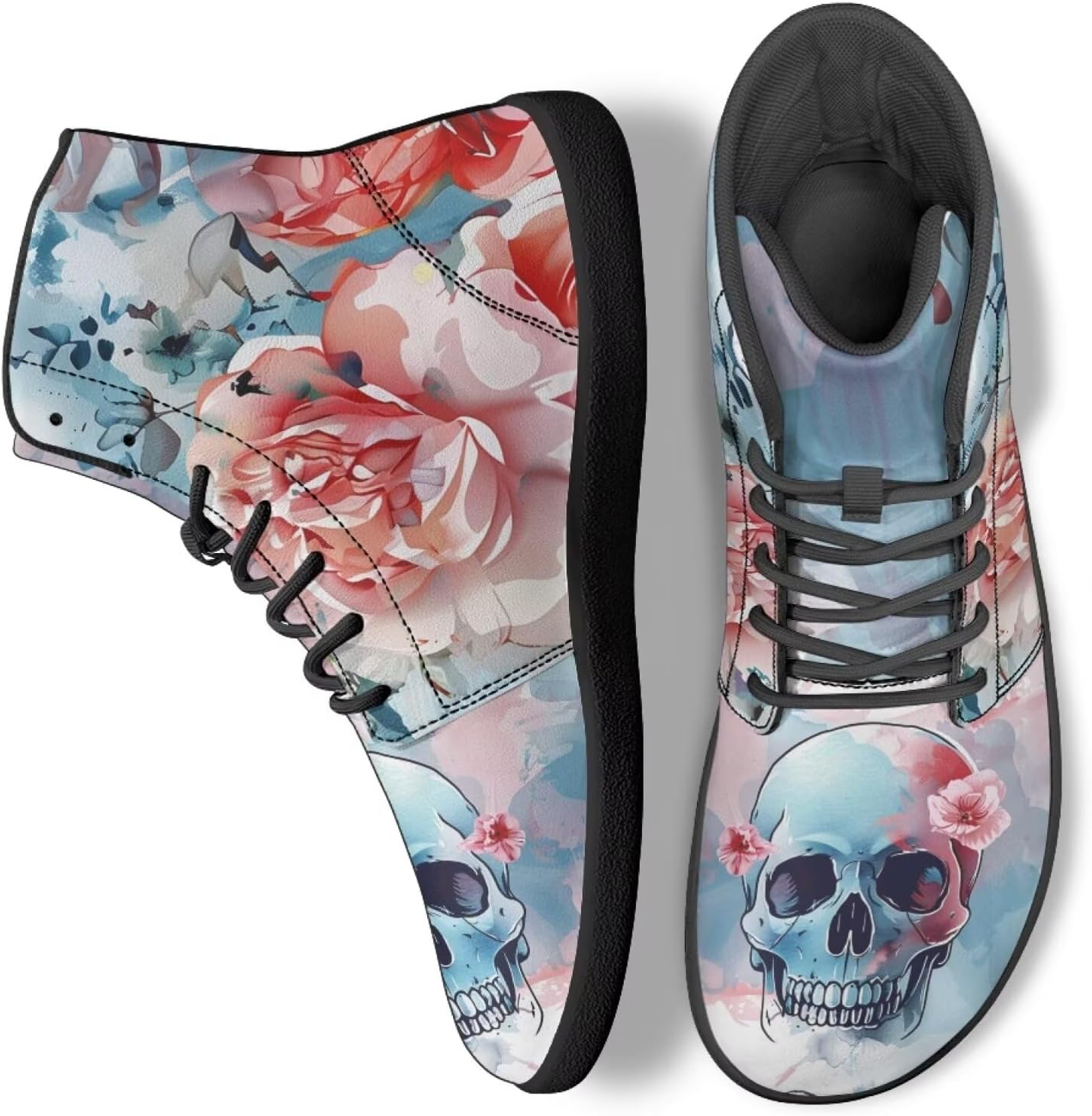 

Кеды с высоким берцем в виде черепа для мужчин и женщин, повседневная обувь для ходьбы, работы и бега Ecaestolph, синий