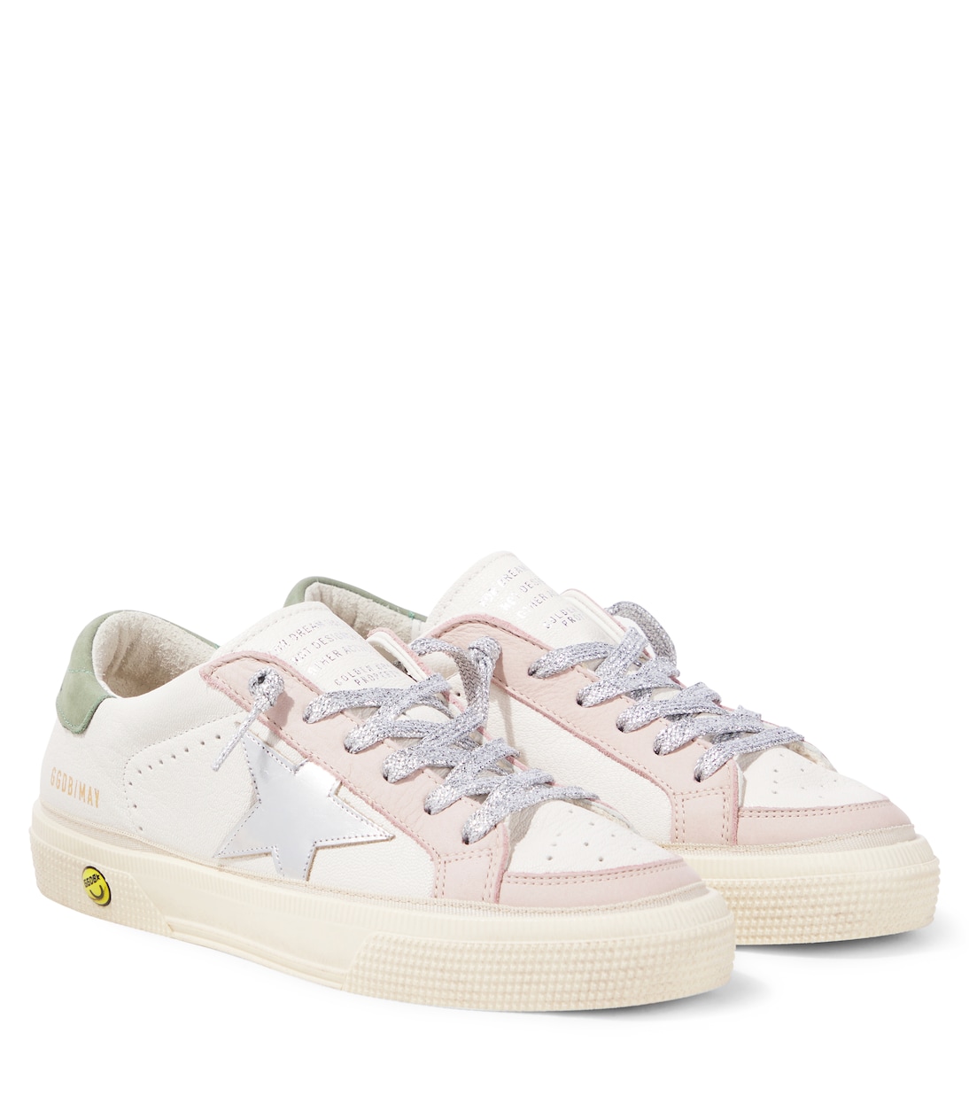 

Кожаные кроссовки May Golden Goose Kids, White/Light Pink/Olive Green