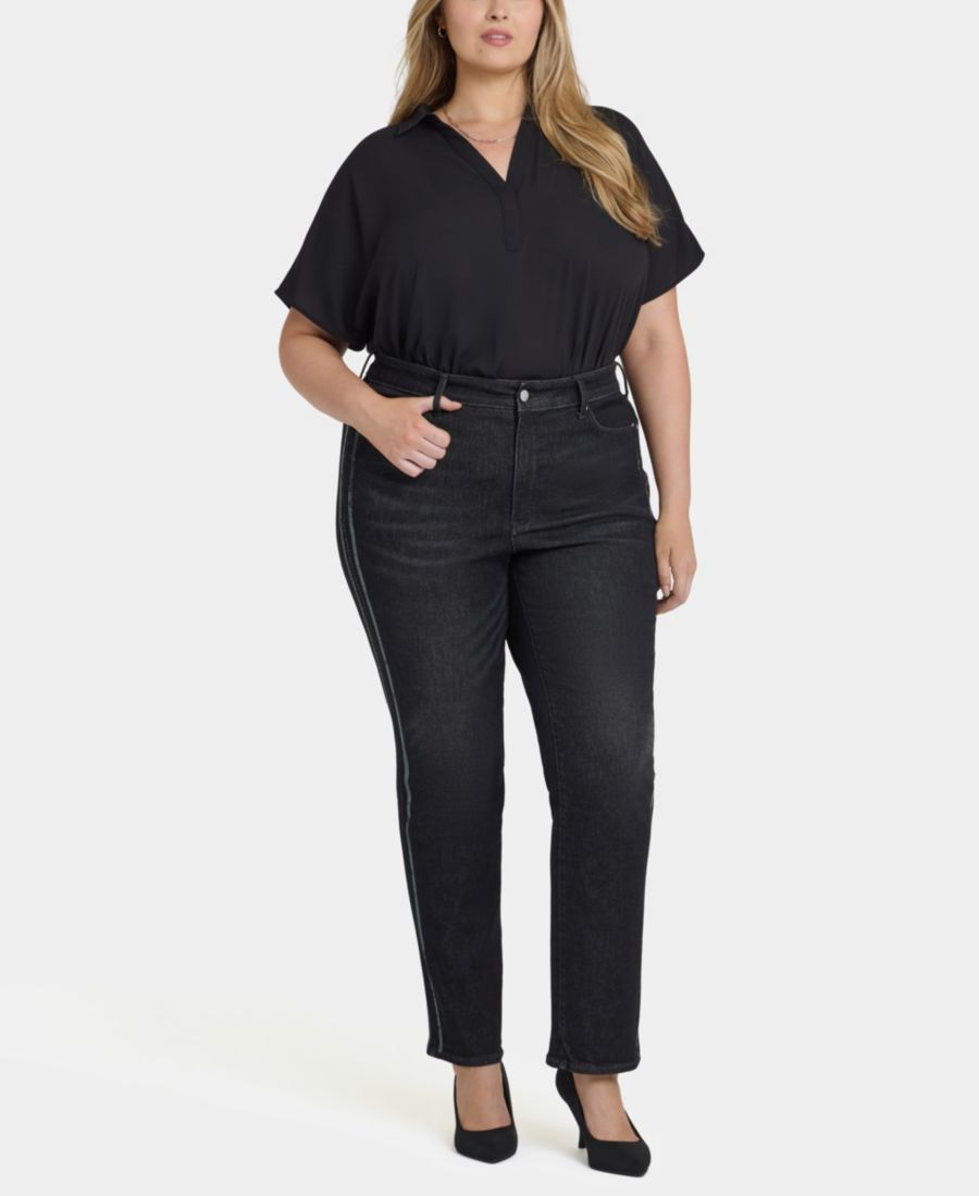 

Джинсы прямого кроя "Мэрилин" больших размеров с пайетками NYDJ, French Nightfall