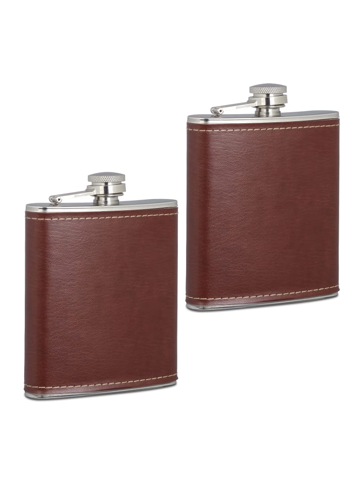 

Relaxdays 2 фляги коричнево-серебристого цвета, 200 мл