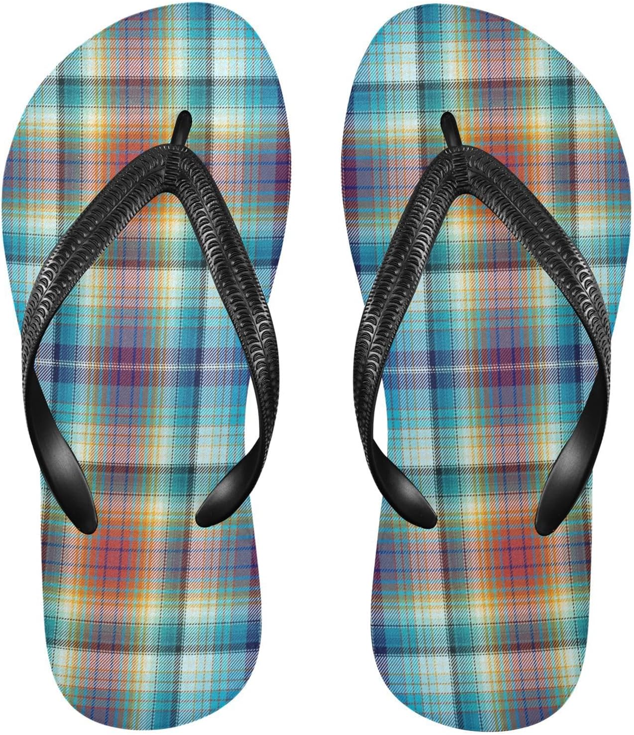 

Тапочки-шлепанцы в клетку с отделкой цвета морской волны, пляжные шлепанцы с ремешком, резиновые нескользящие летние тапочки для мужчин и женщин для прогулок Sinestour, Tartan Plaid Teal