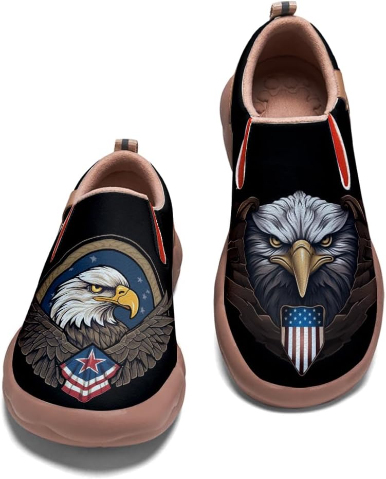 

Мужские туристические туфли слипоны лоферы с рисунком, повседневные кроссовки для ходьбы, подошва с изображением волка Onehorse, Eagle_09