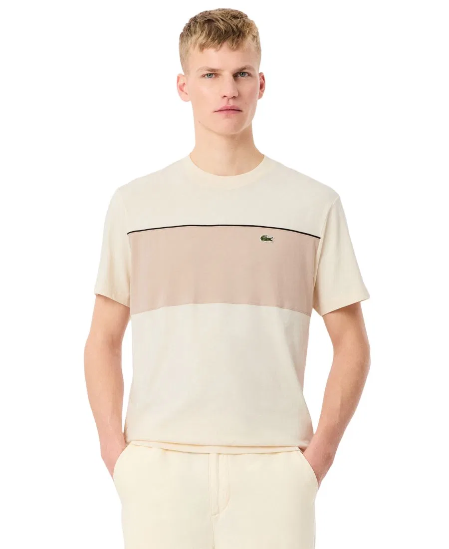 Мужская футболка с круглым вырезом Lacoste, кремовый