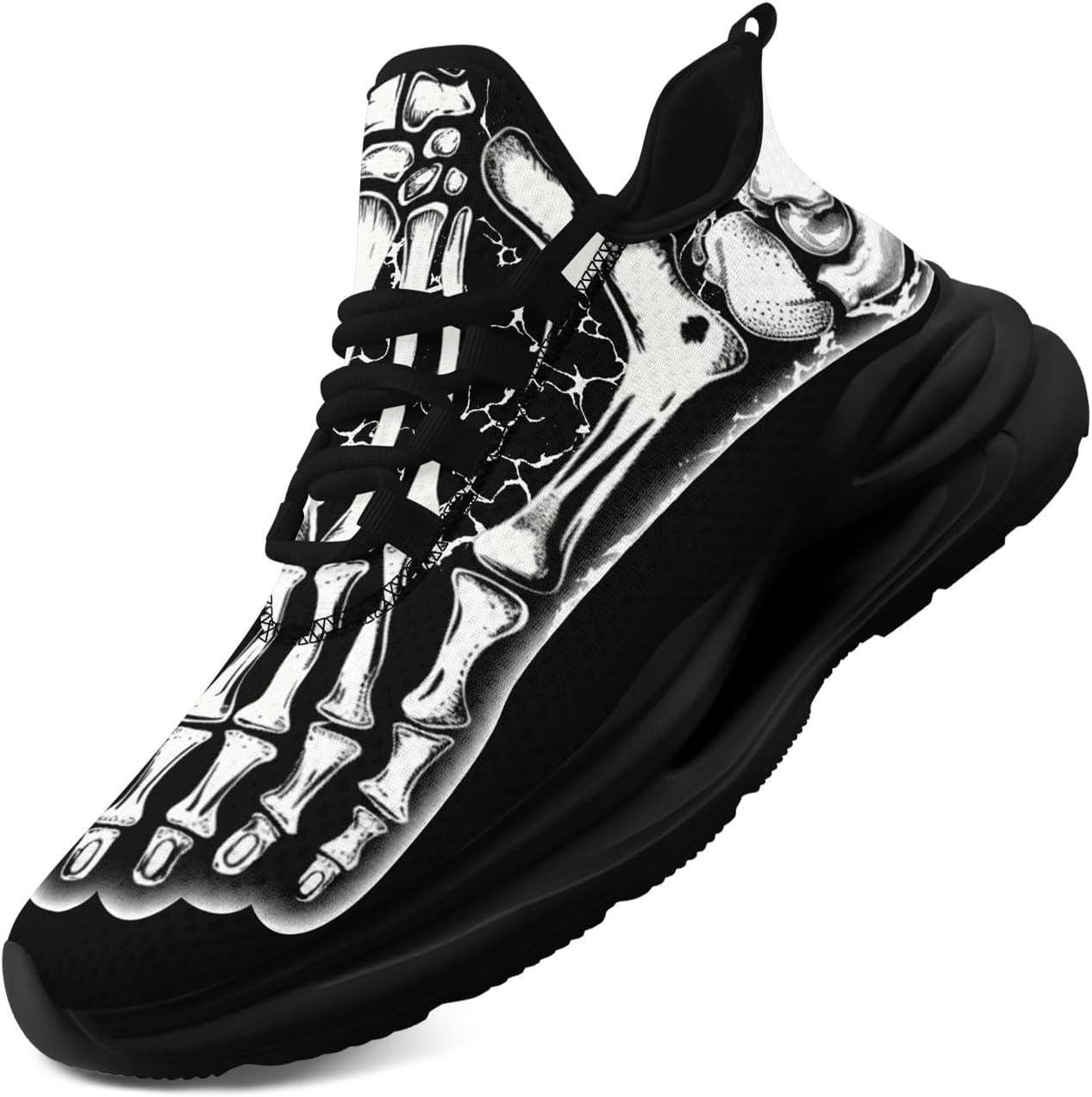 

Крутые индивидуализированные мужские и женские готические кроссовки для бега с черепом, панк стиль, легкие, дышащие, повседневные кроссовки для прогулок и спорта Coolcustomize, белый