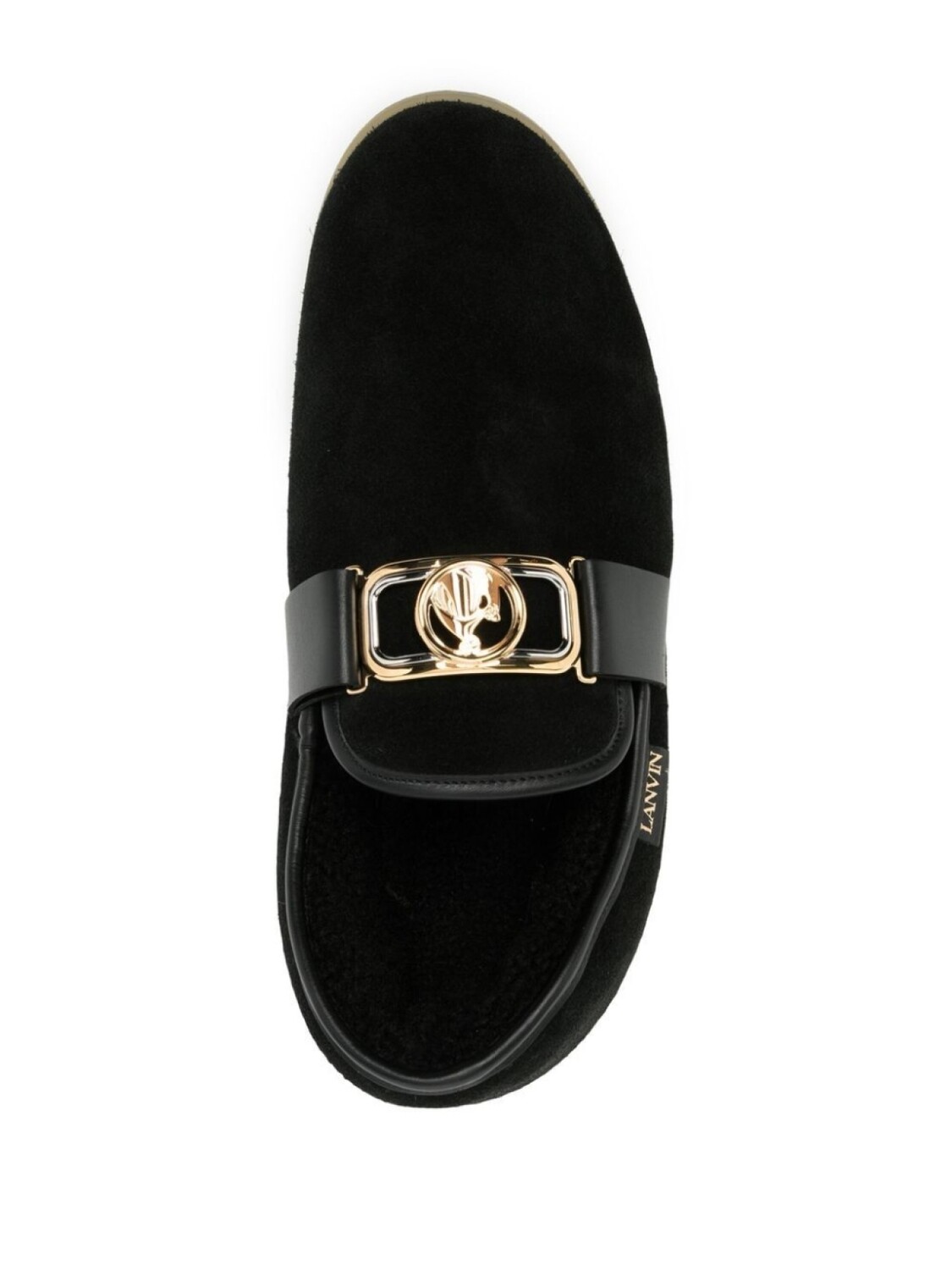 Lanvin бархатные слиперы с пряжкой-логотипом, черный — фото 4