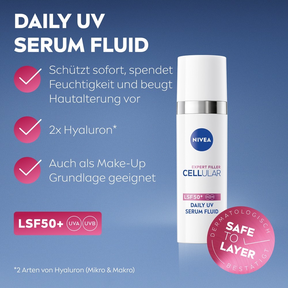 Флюид Nivea — Для лица cellular expert filler daily uv serum fluid lsf + , объем, 30 мл — фото 2