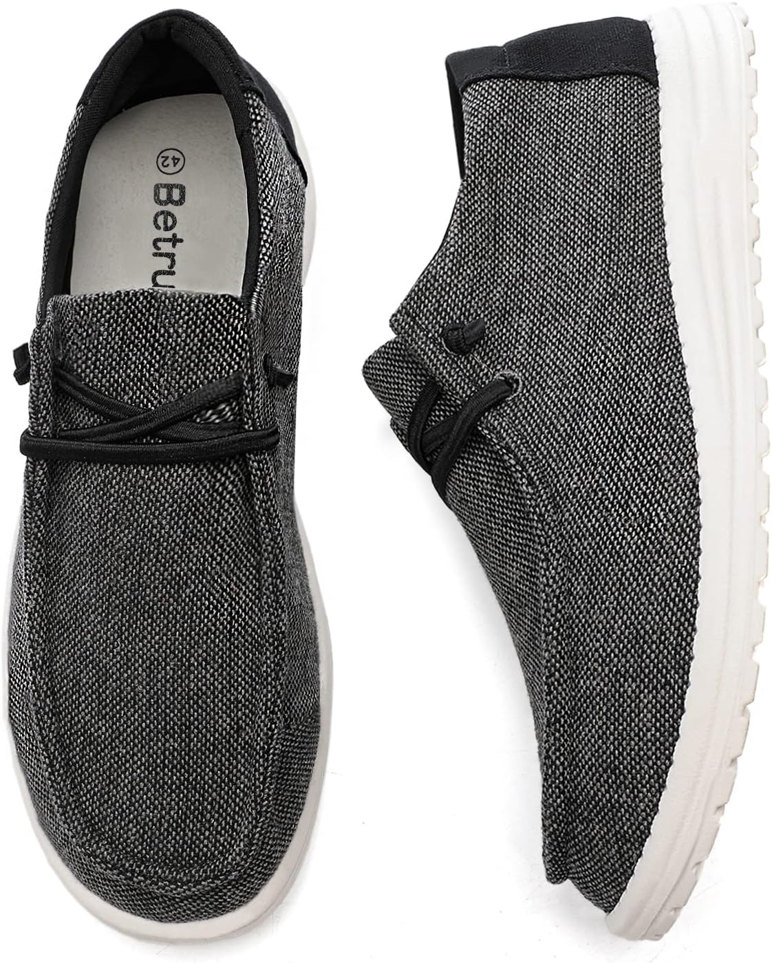 

Легкие мужские лодочные туфли Betrue, мокасины из ткани, туфли на шнуровке, удобные мягкие повседневные мужские тканевые туфли, темно-серый