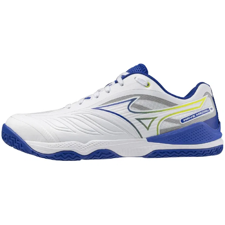 Кроссовки для настольного тенниса «Wave Medal 8 WIDE» от Mizuno, White X Blue X Yellow