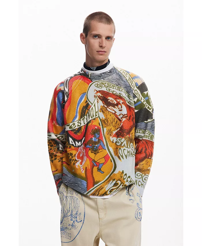 

Мужской свитер с этническим принтом Desigual, мультиколор
