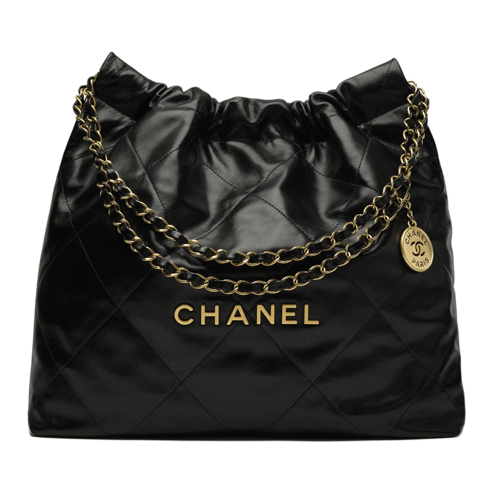 CHANEL Блестящая телячья кожа Сумка хобо Наплечная сумка Женская черная — фото 2