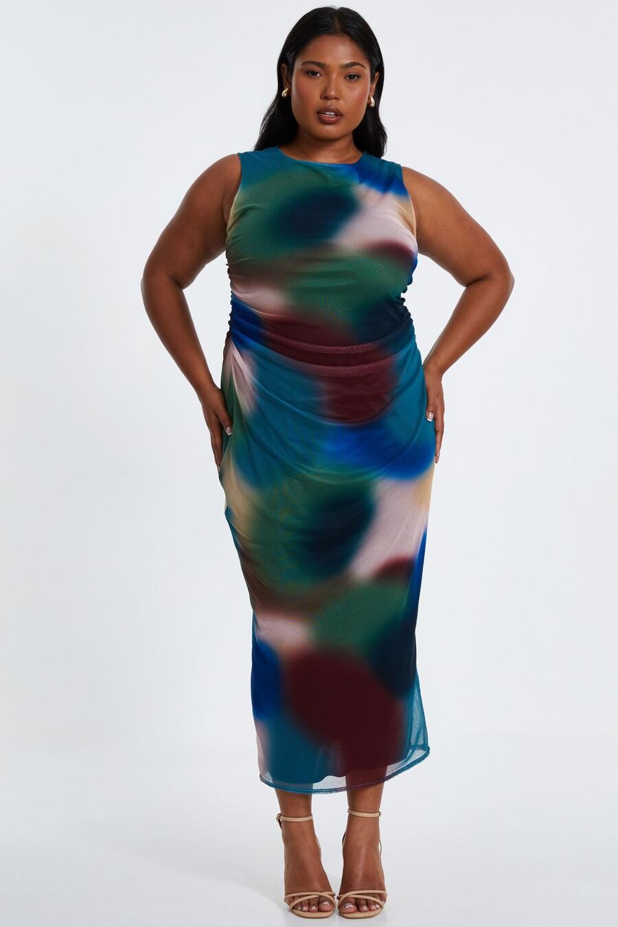 

Платье Midaxi с разноцветным принтом Curve Brushstroke QUIZ Clothing