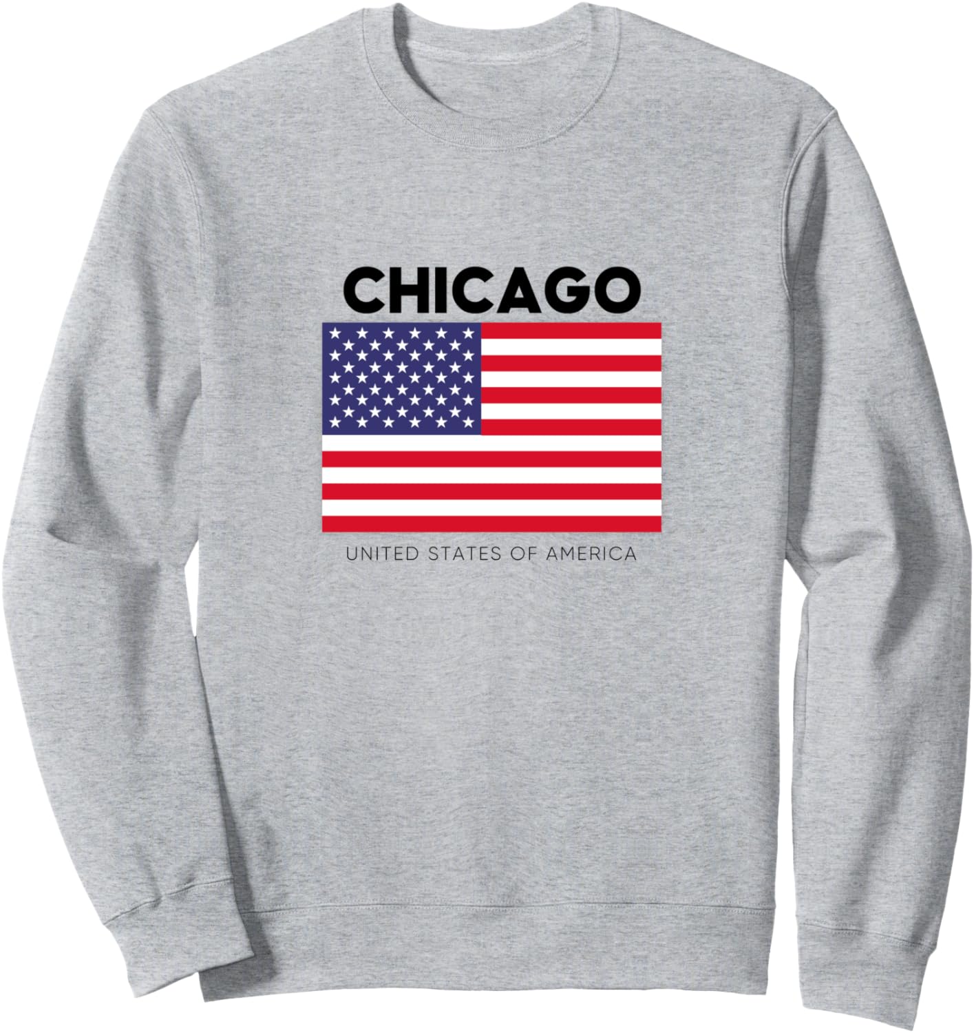 

Стильная толстовка с изображением флага США и надписью «Чикаго, Иллинойс», серая (серый меланж), размер S Bahaa'S Tee