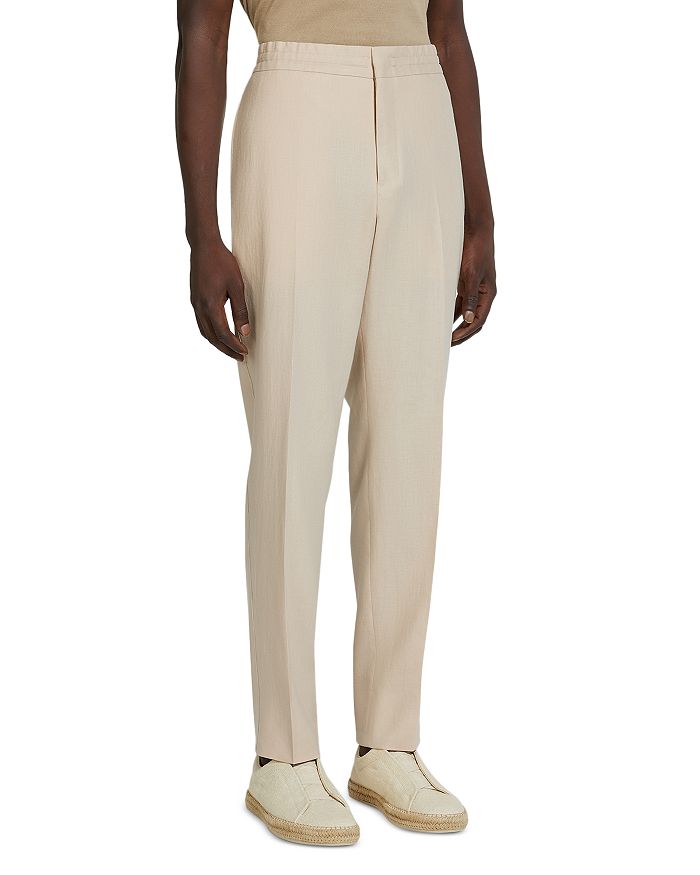 

Брюки из льна с эластичной резинкой на талии Regular Fit ZEGNA, слоновая кость/кремовый