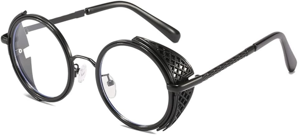 

Винтажные солнцезащитные очки в стиле стимпанк для женщин, круглые, мужские солнцезащитные очки с металлической резьбой, мужские солнцезащитные очки UV400 LANGSER, C7 Black Transparent