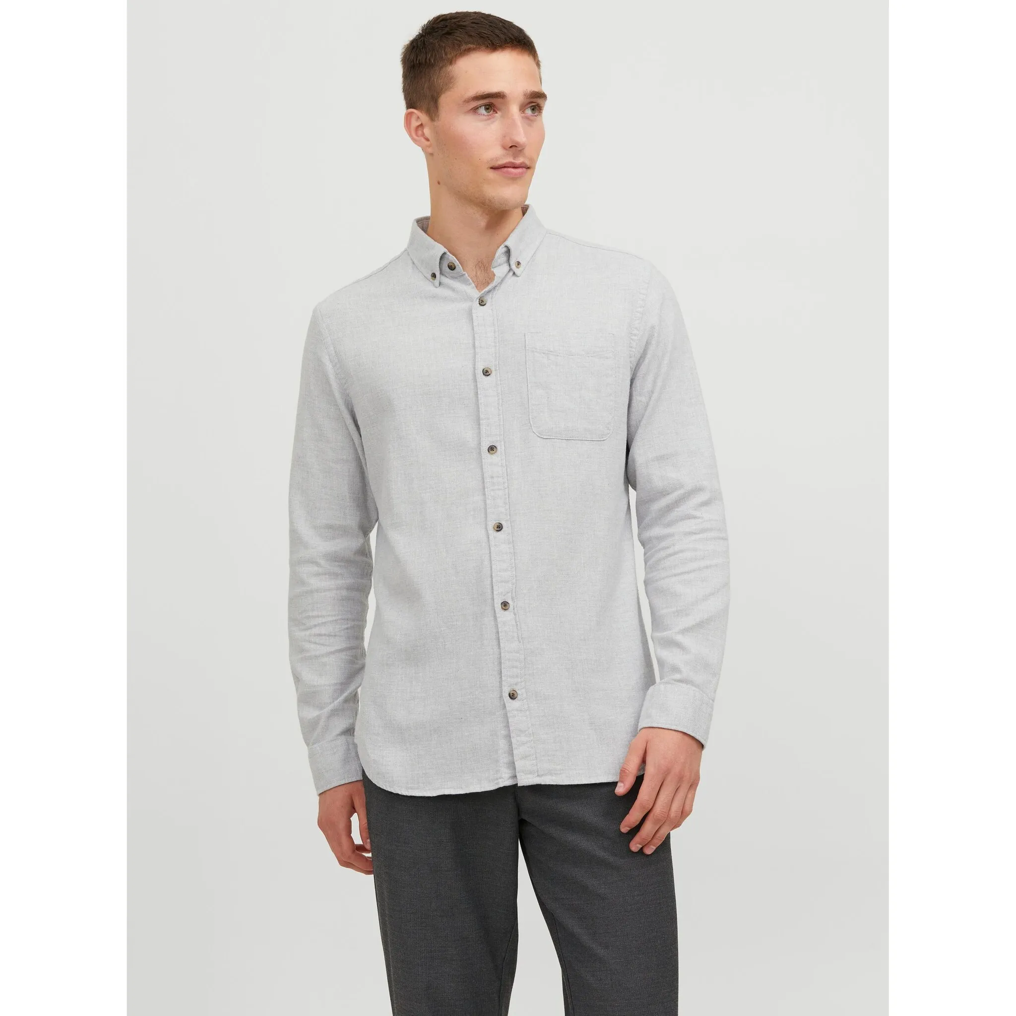 

Рубашка с длинными рукавами Jack & Jones "JJECLASSIC MELANGE SHIRT LS SN", серый