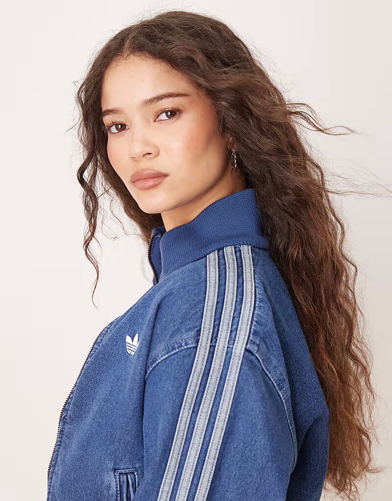 Джинсовая спортивная куртка Adidas Originals Adicolor 90-х синего цвета — фото 2