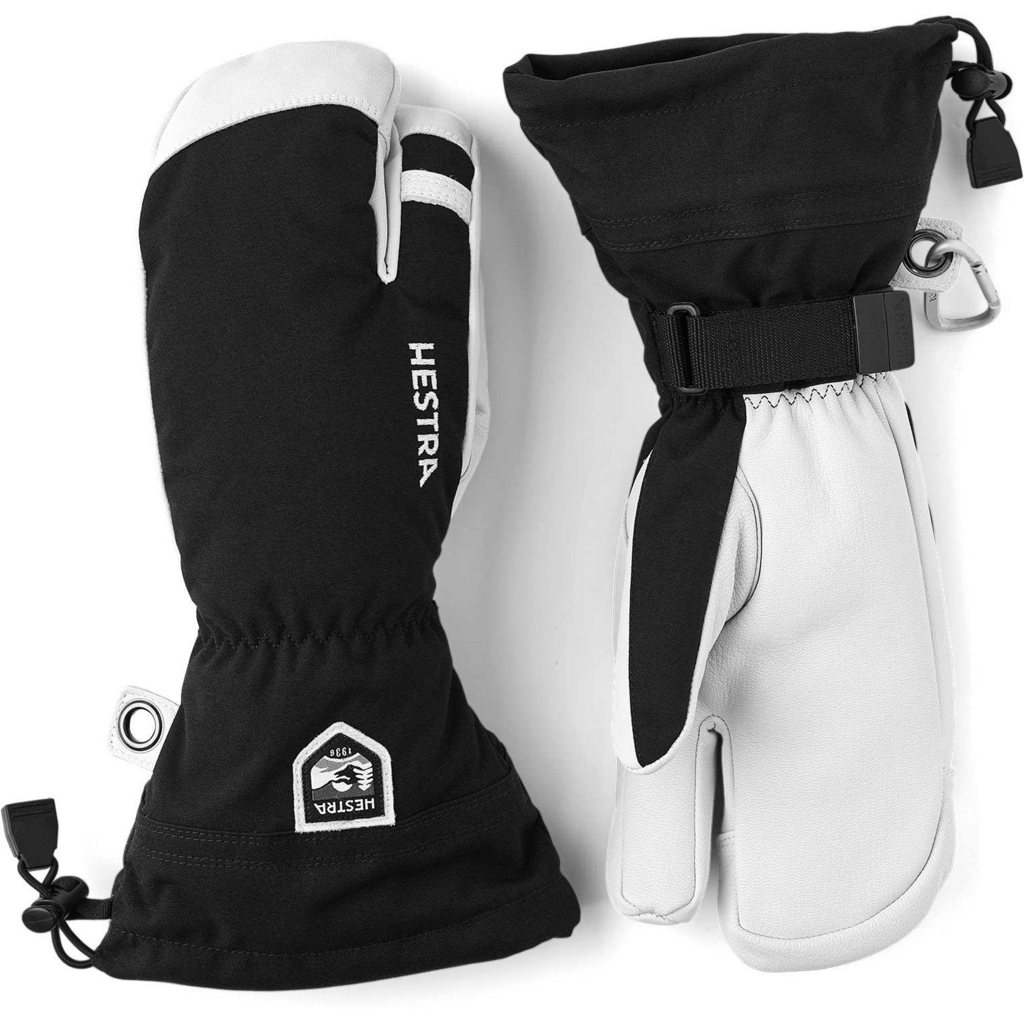 

Мужские кожаные горнолыжные перчатки армейского образца с тремя пальцами Hestra, Black