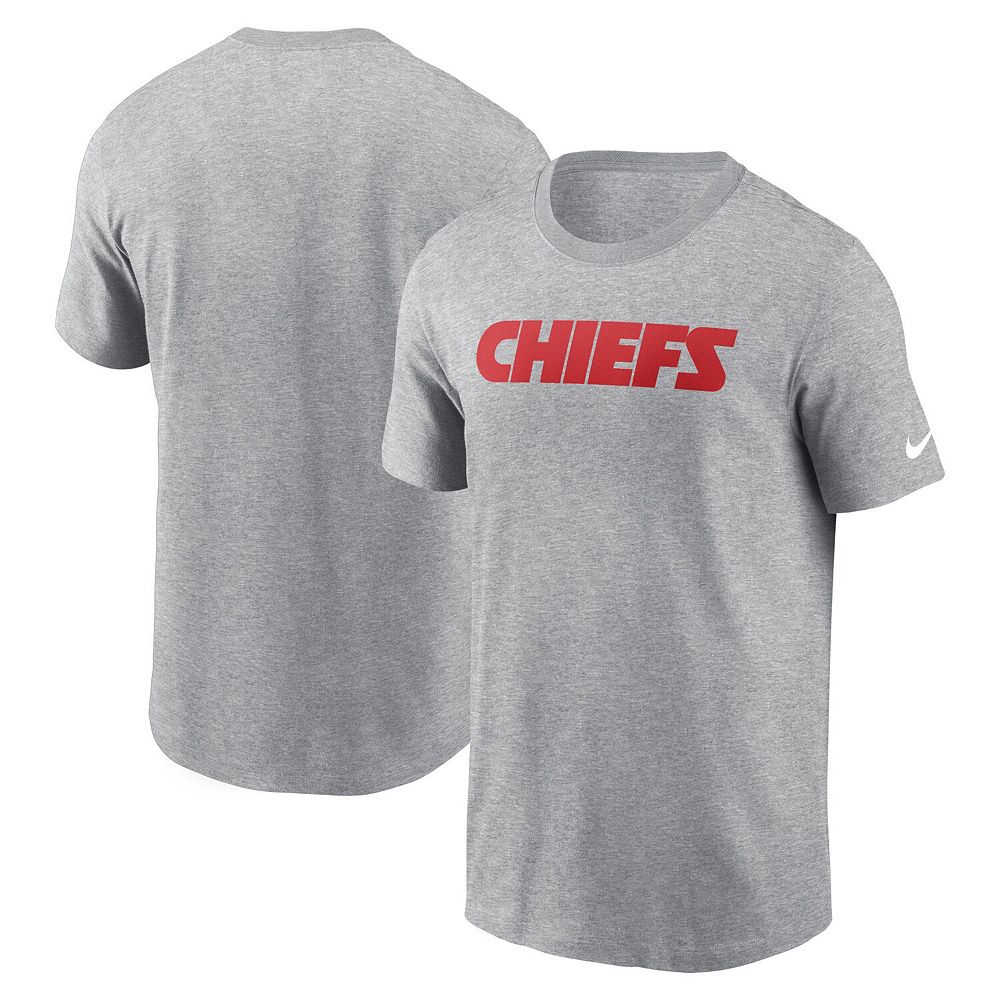 

Мужская футболка Nike Heather Grey Kansas City Chiefs Primetime Wordmark Essential, цвет Chf Grey