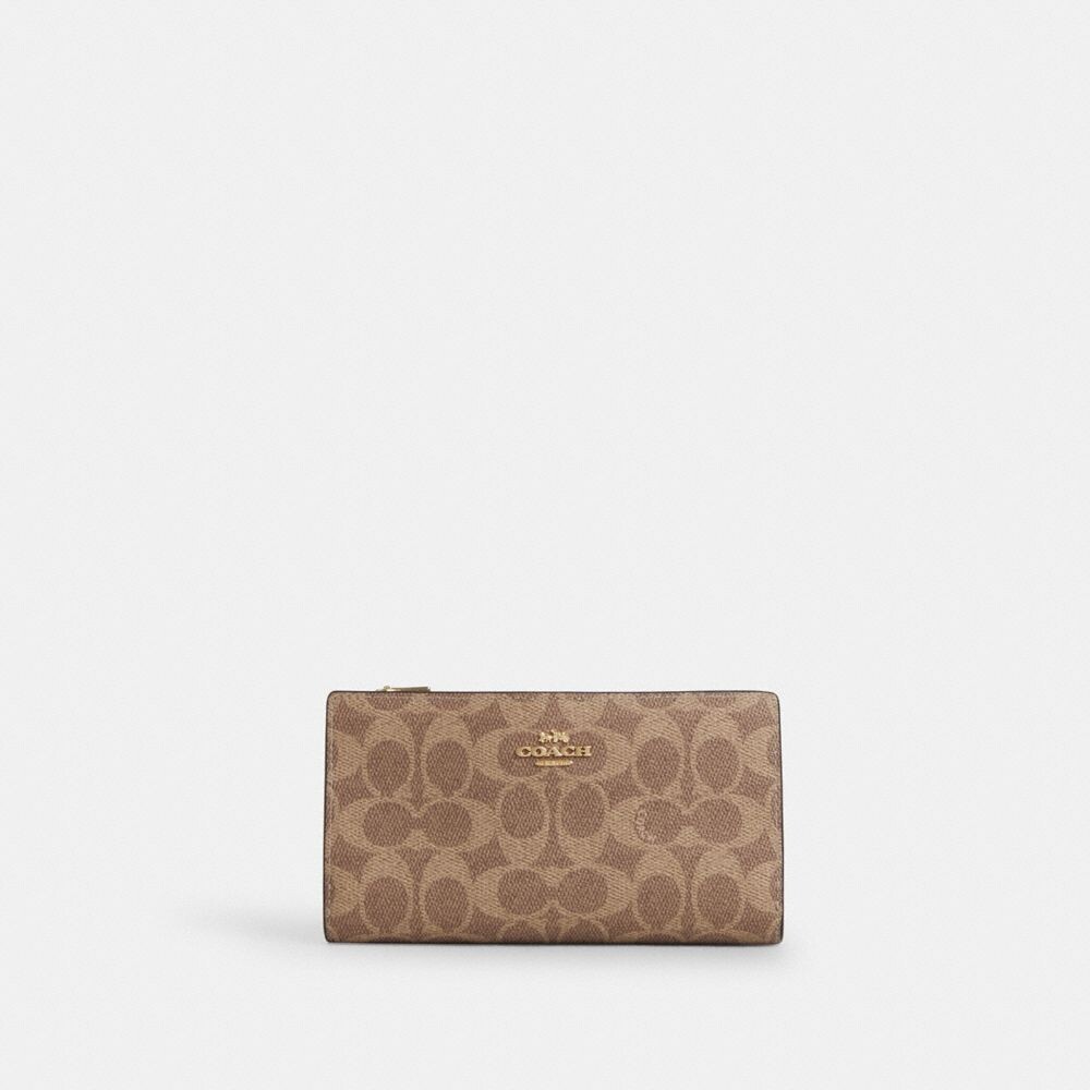 

Тонкий кошелек на молнии COACH, золотой/желтовато-коричневый/коричневый