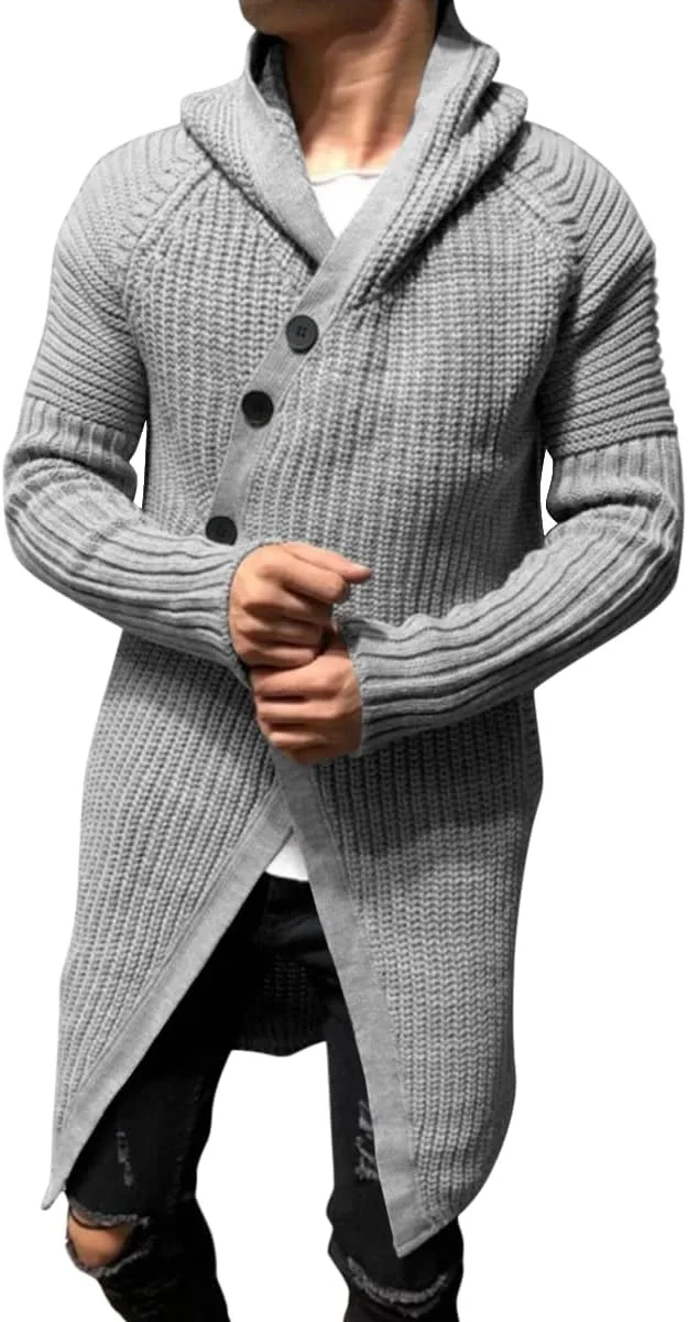 

Мужской длинный кардиган Esobo с капюшоном и карманами