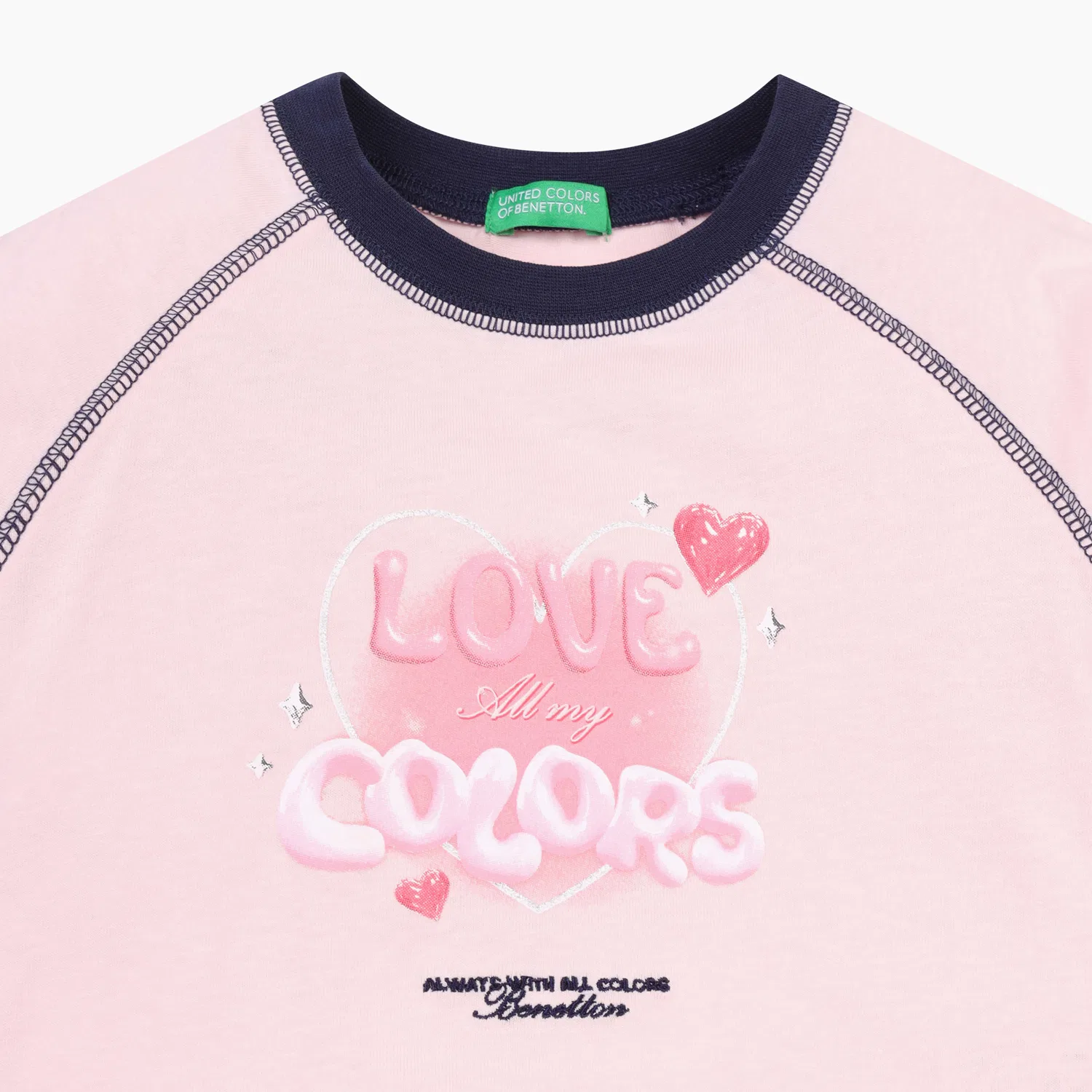 Детская светло-розовая футболка с графическим принтом от Benetton Kids — фото 3