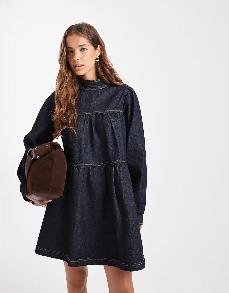 

Джинсовое многоярусное платье Miss Selfridge цвета индиго