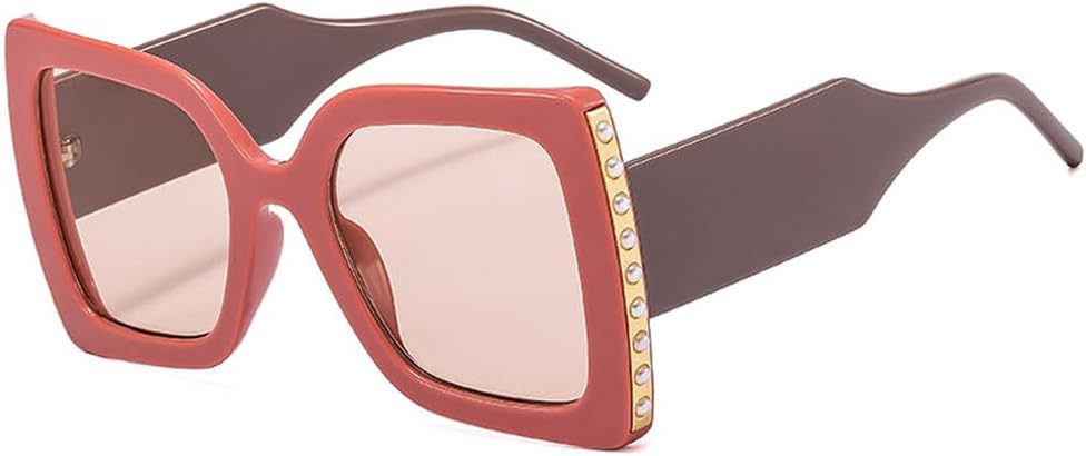 

Модные солнцезащитные очки большого размера для женщин, ретро-стиль, роскошные, с жемчужной отделкой, двухцветные, с широкими дужками, солнцезащитные очки для мужчин UV400 TKKTLLT, Pink Champagne