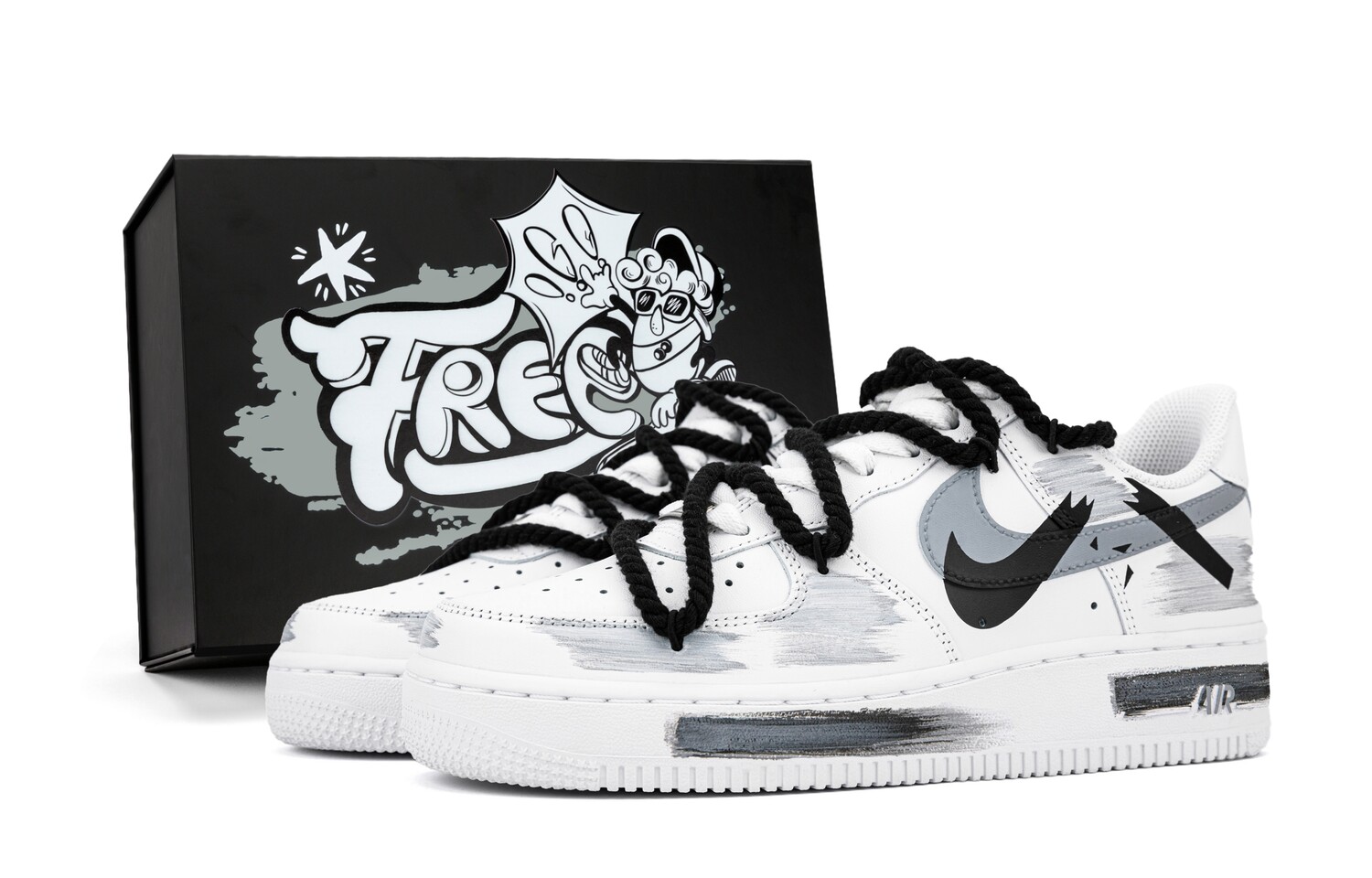 

Кроссовки Nike Air Force 1 Skateboarding Shoes Unisex Low-top, черный/белый/серый