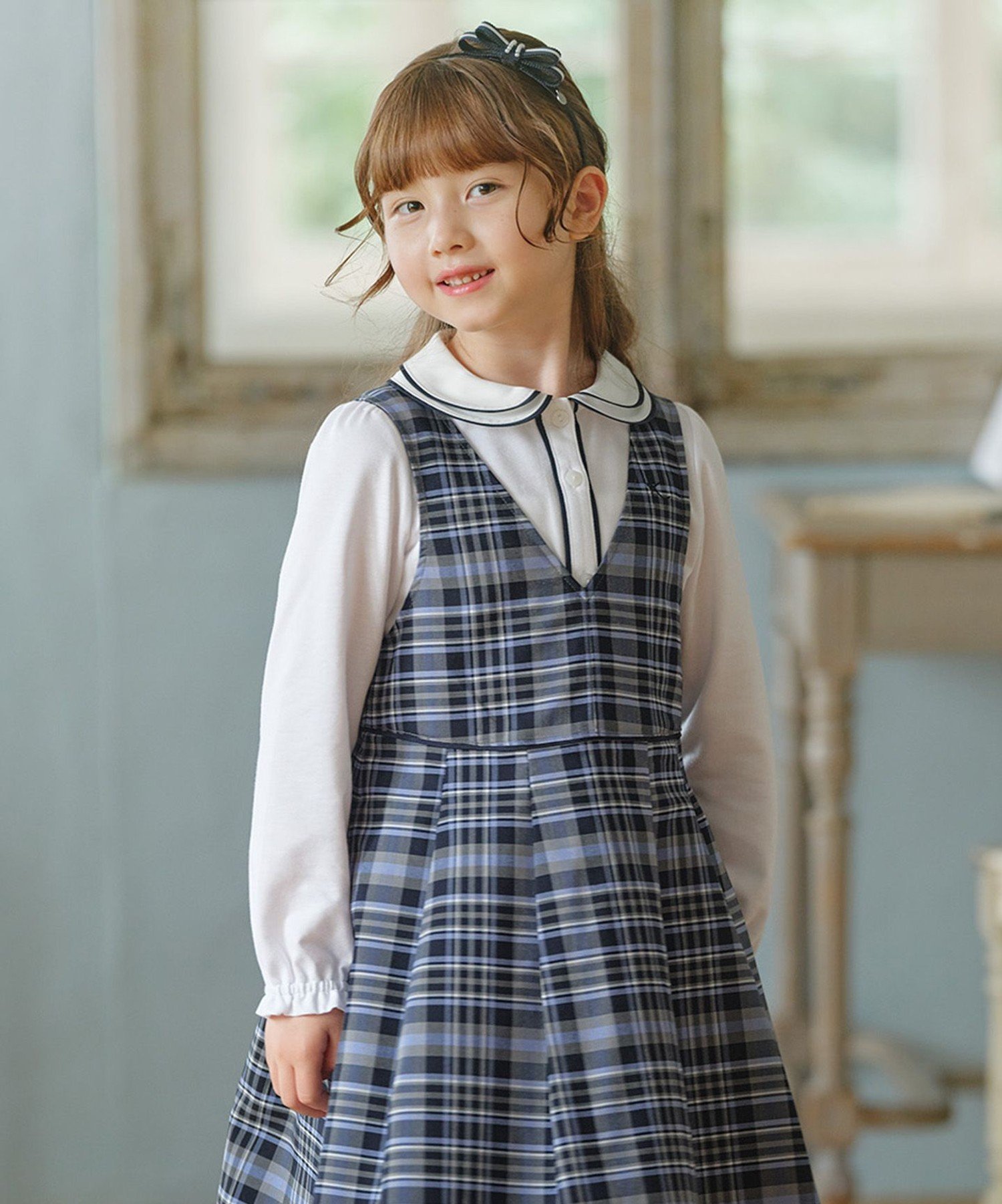 [110-140 см] Двуцветная блузка Kids Suite, Off-white [002]