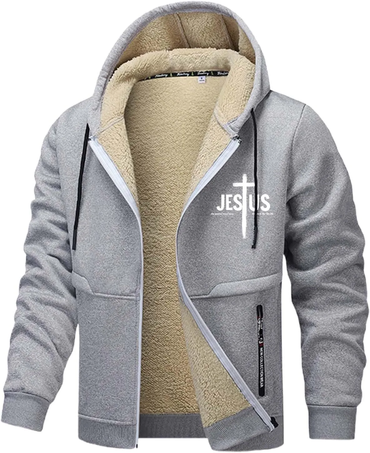 

Толстовка с капюшоном Men Jesus Zip Up Sherpa Lined Plus Size