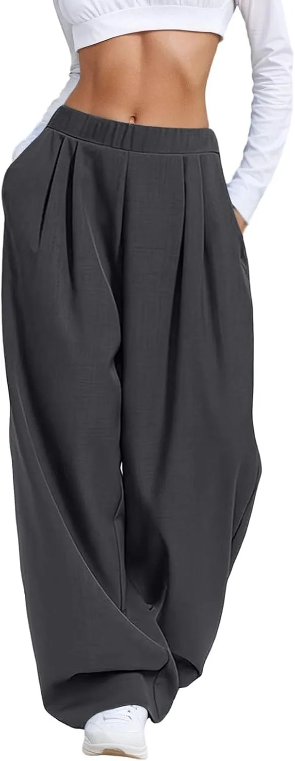 Parachute Pants Woman 2026 Trendy Mid Rise легкие Y2K мешковатые спортивные штаны Casual свободные уличные брюки Generic, серый