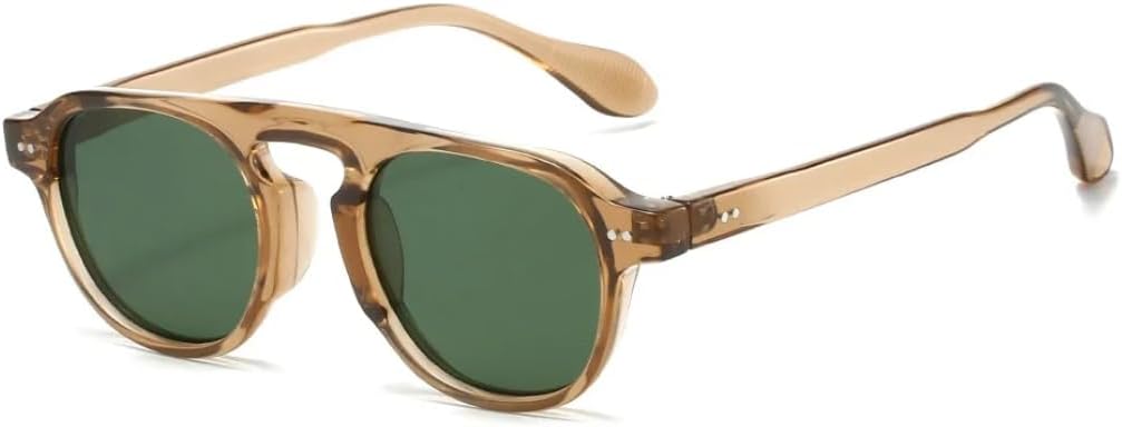 

Ретро круглые солнцезащитные очки с градиентным переходом для женщин, персонализированные заклепки, мужские универсальные очки с защитой от УФ-излучения UV400 UATXTAU, Light Brown