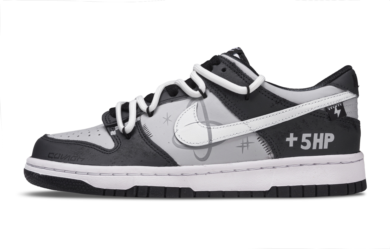 

Nike Dunk Galaxy Code Leather Slip Resistant Cushioning Low top Kids' Skateboarding Shoes Black White Gray Teenagers