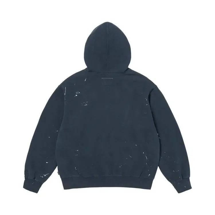 Толстовка Supreme x MM6 Maison Margiela с логотипом в виде коробки и застежкой-молнией, темно-синяя — фото 2